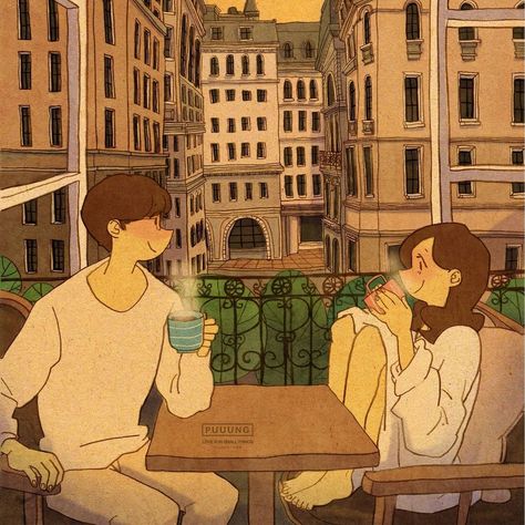 Puuung on Instagram: “Coffee time! 1️⃣ An art print, greeting card, and post card are available on Redbubble. » puuung1.redbubble.com 2️⃣ A new coloring book…” Puuung Love Is, Love Of My Live, Love You Babe, Snow Art, Print Greeting Cards, Iphone Wallpaper Quotes Love, Cute Couple Drawings, Cartoons Love, Couple Illustration