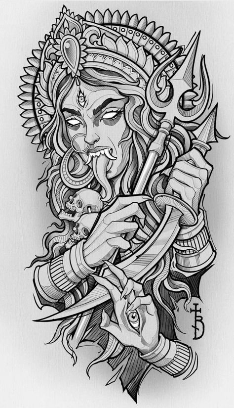 Kali Goddess Tattoo, Goddess Kali Tattoo, Tattoo Cover Ups, Kali Tattoo, Minimalist Tattoo Ideas, Egypt Tattoo, Shiva Tattoo Design, Goddess Kali, God Tattoos