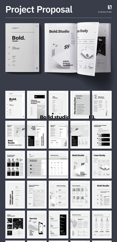 Bold Studio Series – Proposal and Portfolio Template Minimal and Professional Proposal Brochure template for creative businesses, created in Adobe InDesign, Adobe Photoshop, Microsoft Word and Apple Pages in International DIN A4 and US Letter format. As our latest update the files are also ready to use in Affinity Suite (Affinity Publisher, Affinity Designer and Affinity Photo). Download Template: https://1.envato.market/B0n4k1 Website Design Proposal Template, Affinity Publisher Templates, Business Brochure Design Layout, Proposal Brochure Design, Proposal Design Layout Creative, Proposal Layout Design, Business Proposal Design, Marketing Proposal Template, One Pager Design