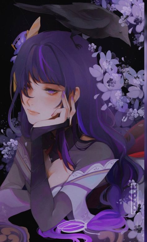 Girl With Purple Hair, Mahō Shōjo, Purple Hair, Pretty Art, Anime Character, Genshin Impact, Art Wallpaper, Art Inspo, Anime Icons