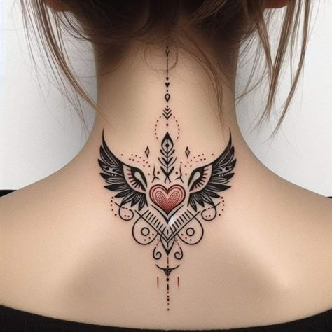 Back Of The Neck Tattoos For Women Ideas, Chest Neck Tattoo, Hand And Finger Tattoos, Tattoos For Women Flowers, Tasteful Tattoos, Tatuaje A Color, Neck Tattoos, Different Tattoos, Japanese Tattoo Designs