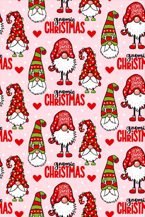 The warm pink background and fun repeating pattern make this wallpaper eye-catching and charming - perfect for spreading holiday cheer! 🎉 Christmas Gnome Background, Christmas Gnome Wallpaper, Gnomes Wallpaper, Holidays Wallpaper, Gnome Wallpaper, Pink Gnome, Gnome Sweet Gnome, Christmas Backgrounds, Christmas Download