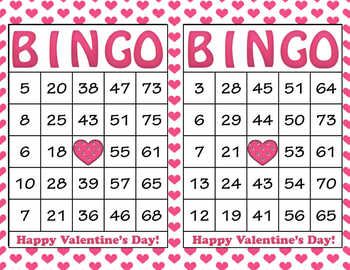 Pink Hearts Valentine's Day Bingo - 60 Printable Bingo Car Green Tea Party, Printable Bingo Cards, Valentine Bingo, Girls Party Games, Bingo Chips, Birthday Party Game, Class Valentines, Bingo Cards Printable, Bingo Printable