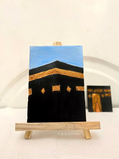 Kaaba Painting Canvas Easy, Khana Kaba Painting On Canvas, Kaaba Drawing, Kaba Painting, Kaaba Painting, Calligraphy Name Art, Cute Easy Paintings, Friday Pictures, Black Canvas Paintings