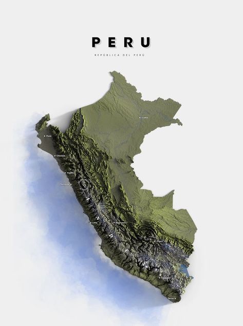 Topographic map of Peru Peru Map Illustration, Peru Map, South America Map, Elevation Map, Illustrated Map, Halloween Inspiration, Topographic Map, Peru, Map