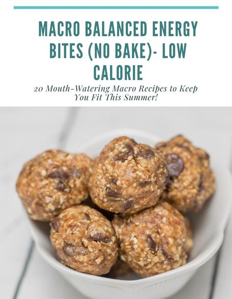 15. Macro Balanced Energy Bites (No bake)- Low Calorie Macro Friendly Energy Bites, Healthy Macro Friendly Recipes, Recipes With Calories, Energy Bites No Bake, Low Carb Macros, Macros Diet Recipes, Protein Filled Snacks, Macro Nutrients, Balanced Recipes