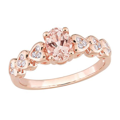 Womens Genuine Pink Morganite 18K Rose Gold Over Silver Cocktail Ring - JCPenney Grace Rose, Rose Gold Morganite Ring, Heart Engagement, Heart Engagement Rings, Morganite Diamond, Wedding Rings Halo, Infinity Ring, Pink Morganite, Morganite Ring