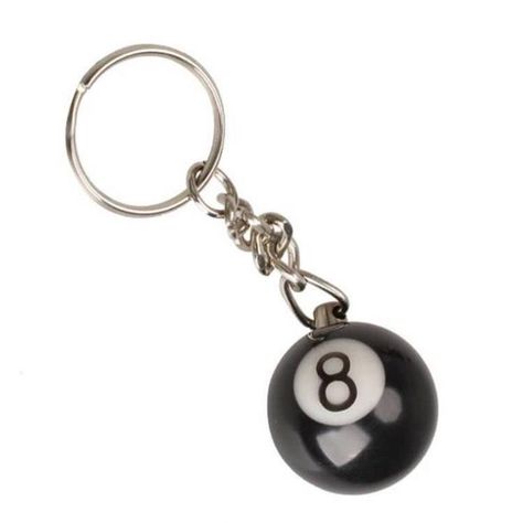 8 Ball Keychain, Keychain Aesthetic, Keychain Crochet, Pool Ball, Billiards Pool, 8 Ball, Black Chrome, Diy Keychain, No 8