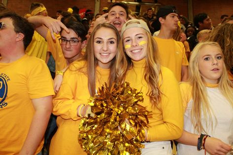 Gold Out Day Spirit Week, Gold Out Spirit Day, Blue And Yellow Spirit Day Outfits, Gold Spirit Day, Yellow Spirit Day, Color Wars Spirit Week, Blue And Yellow School Spirit, Spirit Day, High School Football Games