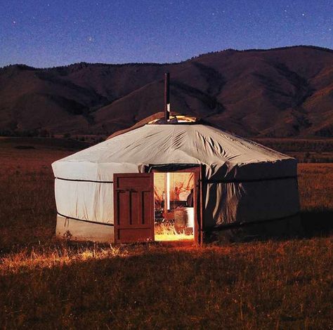 Cosy traditional Mongolian Ger. : CozyPlaces Mongolian Aesthetic, Archer Aesthetic, Mongolian Ger, Mongolian Yurt, Yurt Living, Cozy Workspace, Black Interior Doors, Farmhouse Style Living Room, Custom Wall Murals