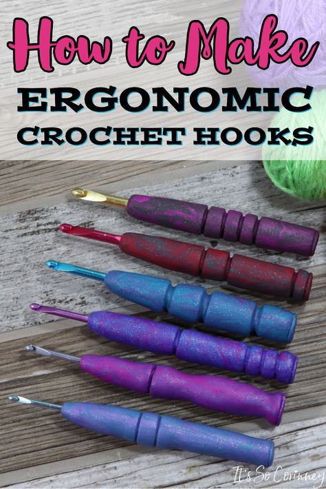 Polymer Clay Crochet Hooks Diy, Polymer Clay Yarn Bowl, Diy Clay Crochet Hook Handles, Resin Crochet Hook Diy, Crochet Hook Grips Diy, Polymer Clay Crochet Hook Handles How To Make, Diy Polymer Clay Crochet Hook Handle, Diy Crochet Hook Handle, Polymer Clay Crochet Hooks