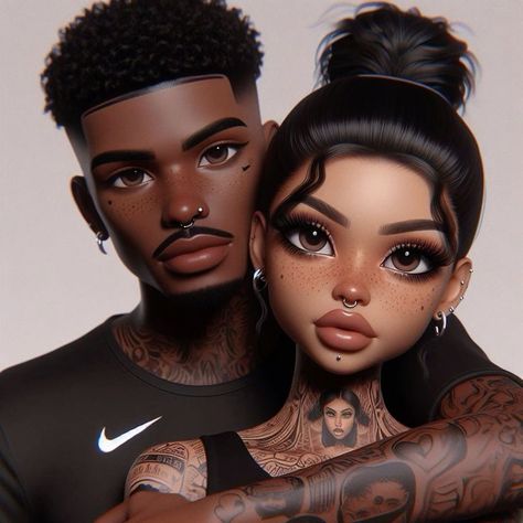 Bratz Couple, Imvu Couples, Cactus Jack Wallpaper, Couple Swag, Soulmates Art, Black Love Artwork, Doll Couple, Black Bratz Doll, Weave Ponytail Hairstyles