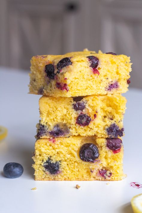 First Watch Blueberry Lemon Cornbread, Blueberry Lemon Cornbread, Blueberry Lemon Cornbread First Watch, Lemon Cornbread, Blueberry Corn Muffins, Blueberry Cornbread, Cornbread Cake, Ruffled Apron, Snacking Cake