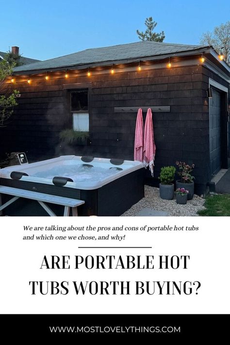 We are talking about why we love our portable hot tub from MSpa. We have the Oslo model and it's a 6 person spa that suits our backyard with the black color. Portable Hot Tub, In Ground Spa, Midcentury Home, Take Five, Dutch Door, Live Beautifully, Inground Pools, Hot Tubs, Best Resorts