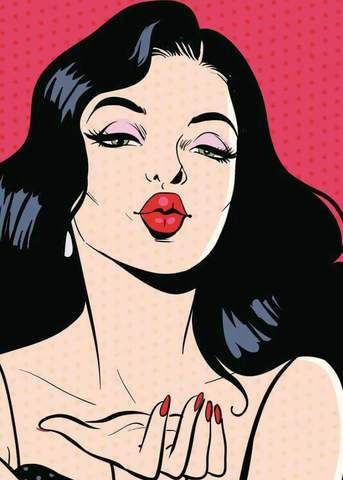 Flying Kiss Pop Art.    #FlyingKiss #PopArt #art #print #pucker #redlips #retro