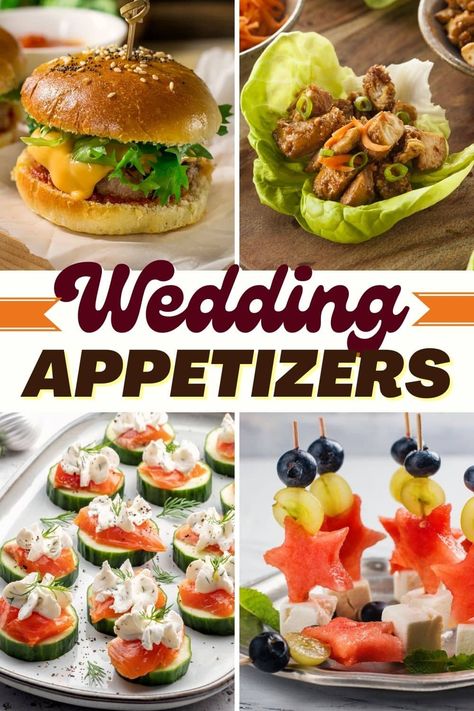 These easy and delicious wedding appetizers make planning your big day a breeze. Serve one or opt for a nice selection, and your guests will thank you! Canapes For Wedding, Hor D'oeuvres For Wedding, Easy Wedding Finger Food Ideas, Best Appetizers For Wedding Reception, Pre Wedding Appetizers, Food To Serve At A Wedding, Cheap Wedding Hors D'oeuvres, Cheap Appetizers For Wedding Reception, Simple Wedding Appetizer Ideas