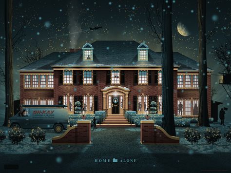 Home Alone poster by DKNG Home Alone House, Dkng Studios, Home Alone 3, Home Alone 1990, Mondo Posters, Episode Interactive, Home Alone Movie, Home Alone Christmas, Background Home