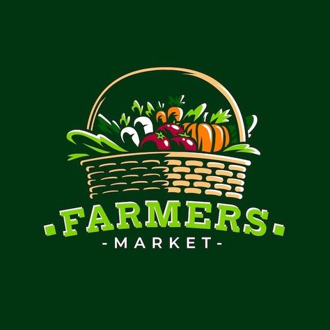 Hand drawn farmers market logo | Free Vector #Freepik #freevector #personal-logo #farmer-logo #farming-logo #farm-logo Farm Products Logo, Farmers Market Logo Design, Vegetable Shop Logo, Vegetable Logo Design, Farmer Logo Design, Farm Logo Inspiration, Farmer Logo, Vegetable Logo, Farming Logo