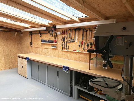 Workshop Shed Design, Shed Workshop Ideas, Home Workshop Ideas, Shed Workshop, Work Shop Building, Garage Workbench Plans, Garage Workshop Plans, Shed Of The Year, Workshop Shed