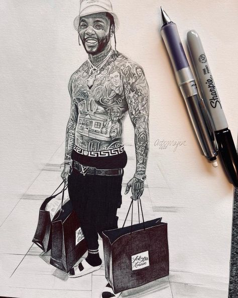 Kevin Gates Drawings, Sharpie Drawings, Kevin Gates, Kevin Owens, Couples Goals, Money Bag, Kilt, Cute Couples Goals, Art Sketchbook