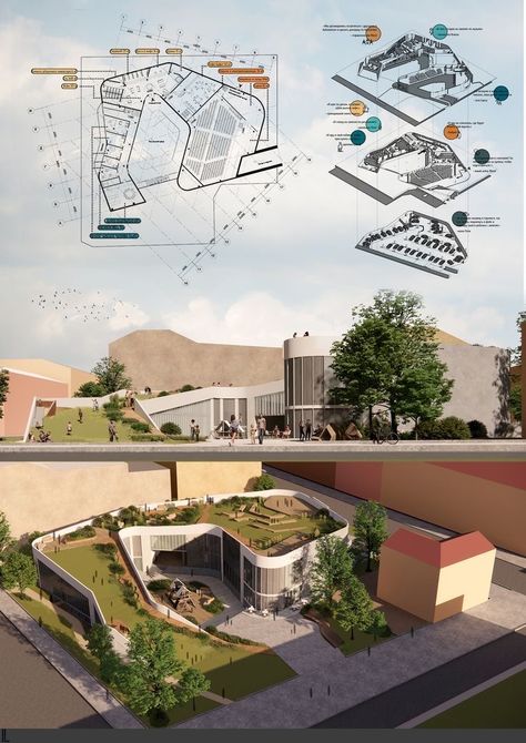 Community Centres Architecture, Community Centers Architecture, Community Design Concept, Leisure Centre Architecture, Community Center Landscape, Community Centre Architecture Concept, Educational Center Design, Community Center Design Concept, Community Center Design Architecture