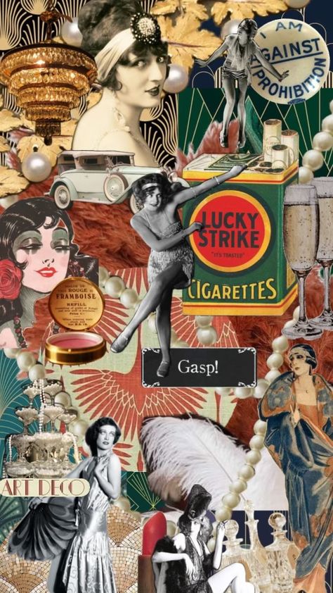 1920 Mood Board, 1920s Collage, Roaring Twenties Aesthetic, 1920s Moodboard, Twenties Aesthetic, Flapper Aesthetic, Narrative Collage, Le Monocle, 30s Aesthetic