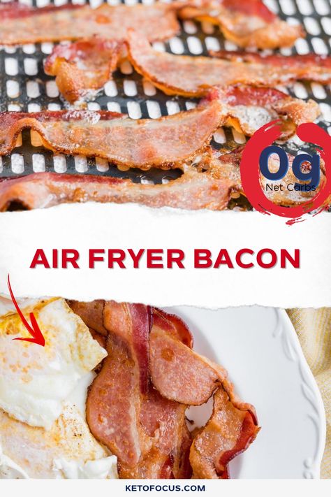 Air fryer bacon - Cook perfect bacon in the air fryer!- Ketofocus Bacon In The Air Fryer, Air Fry Bacon, Air Fryer Breakfast Recipes, Air Fryer Bacon, Air Fryer Recipes Dessert, Air Fryer Recipes Snacks, New Air Fryer Recipes, Air Fryer Breakfast, Air Fryer Cooking Times