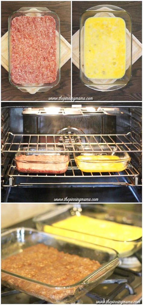 Sheet Eggs For Sandwiches, Breakfast Sausage Bake One Pan, Sheet Pan Breakfast Sausage, Breakfast Sausage For A Crowd, Eggs In Oven For Sandwiches, Breakfast In The Oven, How To Cook Sausage In The Oven, Breakfast Sandwich For A Crowd, Easy Freezer Breakfast Ideas