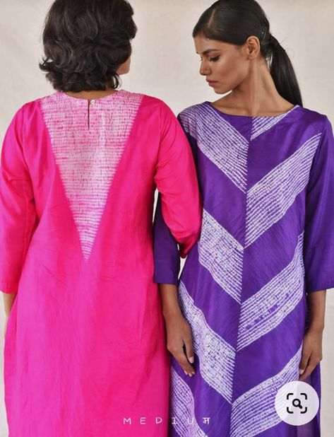 Shibori Kurti Designs, Modal Silk Kurti Designs, Shibori Kurti, Modal Saree, Silk Kurtas, Dress Stitching, Silk Kurti Designs, Tie Dye Crafts, Anchor Embroidery