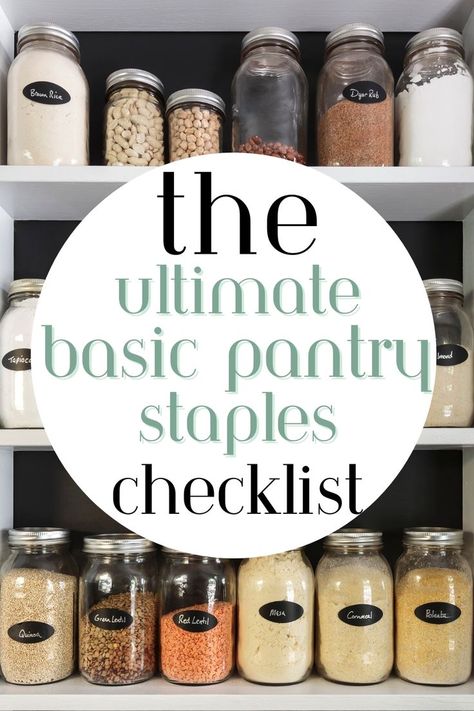 Kitchen Staples Pantry Essentials, Things To Always Have In Your Pantry, Basic Pantry Staples List, Homestead Meals, 2024 Prep, Apartment Pantry, College Kitchen Essentials, Pantry Staples List, Healthy Pantry Staples