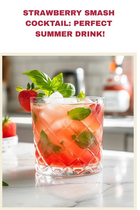 Basil Drinks, Frozen Strawberry Margarita, Basil Cocktail, Summer Drink Recipe, Party Food Bar, Strawberry Vodka, Perfect Summer Drink, Vodka Recipes, Happy Hour Drinks