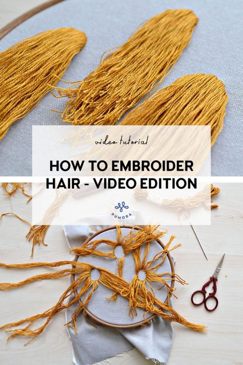 Embroider Hair Tutorial, How To Embroider Hair, Embroidery Hair Tutorial, Best Friend Embroidery, Embroider Hair, Hair Embroidery, Embroidery Hair, Modern Hand Embroidery Patterns, Embroidery Hoop Art Diy