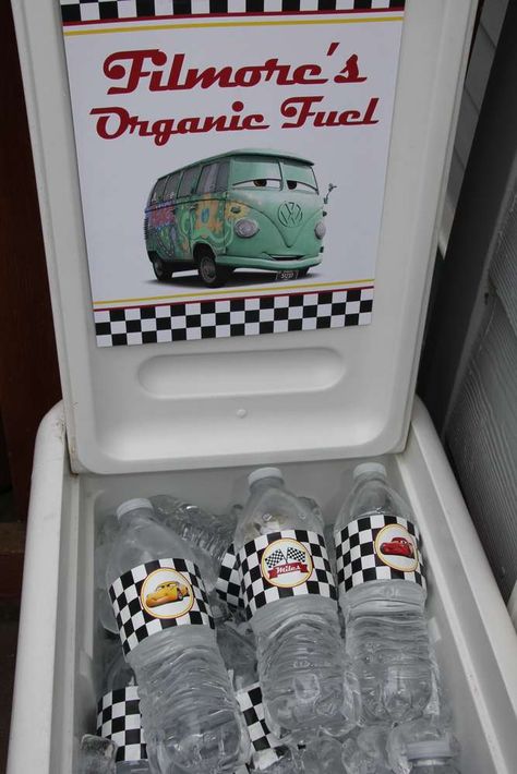 Cars Birthday Party | CatchMyParty.com Disney Cars Birthday Snacks, Cars Theme Third Birthday Party, Disney Cars Birthday Dessert Table, Cars Land Birthday Party Ideas, Disney Cars Two Fast Birthday, Cars Movie Birthday Party Games, Disney Car Birthday Party Ideas, Disney Cars Bday Party Ideas, Cars Theme Party Food