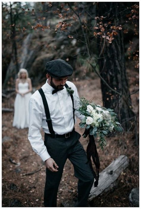 Groom Attire Vintage, Marriage Vibes, Creepy Fairy, Country Wedding Groomsmen, Groom Suspenders, Handfasting Ceremony, Groomsmen Poses, Grooms Attire, Wedding Groomsmen Attire