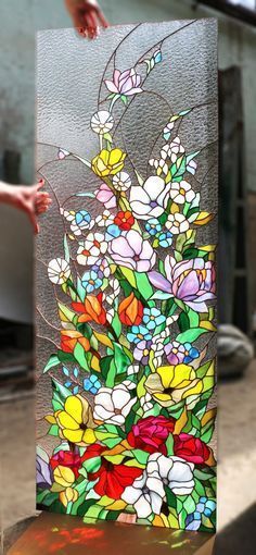 Glass Painting Patterns, Stained Glass Door, Glass Painting Designs, Stained Glass Paint, زجاج ملون, Stained Glass Flowers, Stained Glass Diy, Stained Glass Crafts, Art Stained