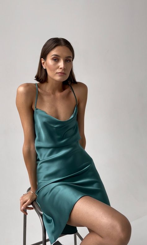 Teal Green Silk Dress Blue-green Silk Mini Dress With Cowl - Etsy Australia Teal Silk Dress, Silk Cami Dress, Green Slip Dress, 21 Diner, Blue Green Dress, Green Silk Dresses, Silk Satin Dress, Silk Slip Dress, Luxury Silk