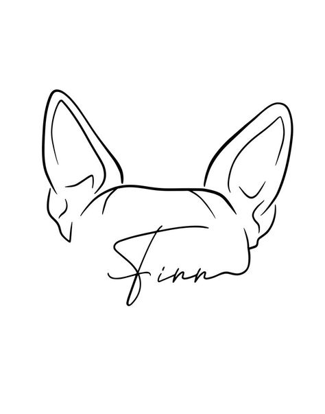 Animal Ear Outline Tattoo, Dog Ear Tattoo On Ear, Small Tattoo Dog Ideas, Dachshund Head Outline Tattoo, Dog Tattoo Ideas Frenchie, Tattoo Idea For Your Dog, Dog Ear Tattoo Ideas, Frenchie Dog Tattoo, Cute Bulldog Tattoo