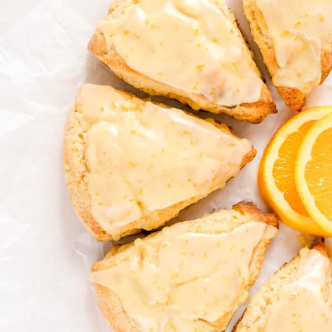 Easy Orange Scones with Orange Glaze Scones Orange, Satsuma Recipes, Orange Scone Recipe, Fluffy Scones, Orange Scones Recipe, King Arthur Gluten Free, Gluten Free Baking Mix, Brunch Appetizers, How To Make Scones