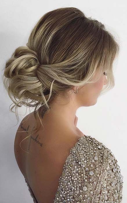 Pin on homecoming hairstyles Center Braid, Low Bun Updo, Hairstyle For Prom, Prom Buns, Prom Hair Updo, Low Bun Hairstyles, Ball Hairstyles, Hair Idea, Bun Hairstyle