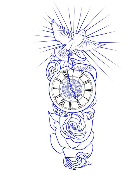 Forarm Tattoos Stencil, Lion Faith Tattoo, 5rl Tattoo Design, Tattoo Sketches For Men Forearm, Forearm Tattoo Men Sleeve Stencil, Clock Tattoo Stencil, Stencil Tattoo Ideas Men, Time Piece Tattoo, Clock And Rose Tattoo