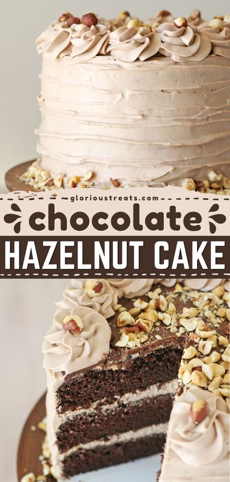 Chocolate Hazelnut Cake, chocolate desserts, sweet treats Mother’s Day Desert, Potluck Sweets, Hazelnut Dessert, Fluffy Chocolate Cake, Hazelnut Recipes, Chocolate Hazelnut Cake, Hazelnut Cake, Best Cake Recipes, Chocolate Nuts