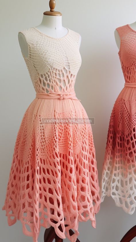 Crochet Prom Dresses, Flower Crochet Dress, Crochet Dress Ideas, Trending Crochet Patterns, Crochet Frock, Crocheted Clothing, Pastel Crochet, Crochet Patterns Ideas, Hand Knitted Dress