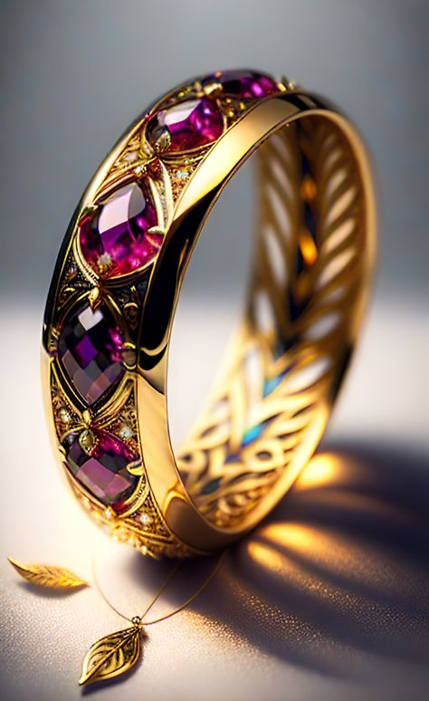 AI. Bracelet. Fantasy Bracelet, Fantasy Ring, Armors, Jewelry Lookbook, Rose Gold Jewelry, Fantasy Jewelry, Beautiful Architecture, Purple Gold, Gold Jewelry