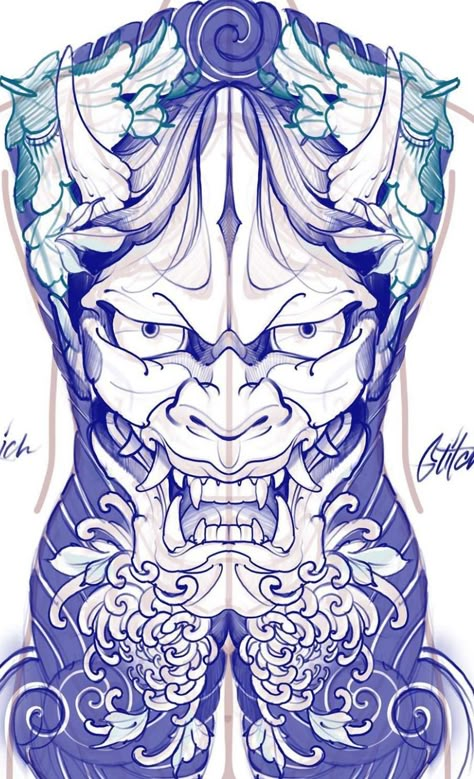 Japanese Hannya Mask, Chest Tattoo Drawings, Japanese Back Tattoo, Backpiece Tattoo, Japanese Legs, Tattoo Lettering Styles, Japan Tattoo Design, Full Back Tattoos, Geek Tattoo