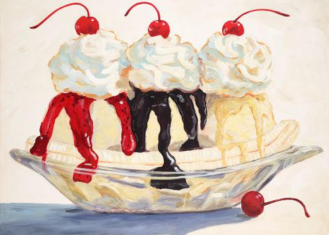 Ice Cream Painting, Ice Cream Sunday, Desserts Drawing, Ice Cream Sundaes, Ice Cream Art, Cake Drawing, Edouard Vuillard, Wayne Thiebaud, Joan Mitchell