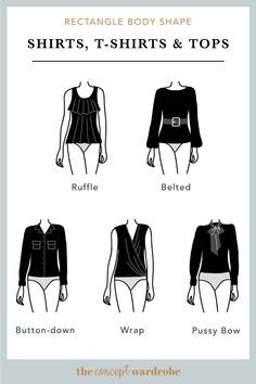 the concept wardrobe | A selection of great shirt & top styles for the rectangle body shape. Nipped and belted styles work best for this body shape. #women'sstyle #women's #style #body #types Rectangle Body Shape Fashion, Body Type Clothes, The Concept Wardrobe, Rectangle Body Shape Outfits, Triangle Body Shape Outfits, Concept Wardrobe, Inverted Triangle Outfits, Dress For Body Shape, Athletic Body Type