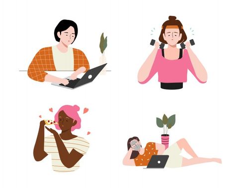 Study With Laptop, At Home Illustration, Man And Woman Silhouette, People Illustrations, Woman Sport, Feminism Art, Home Illustration, Work And Study, 8 Mart