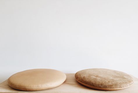 Check out the Counter-Space's Leather Cushion in Decorative Pillows, Fabrics & Linens from Counter-Space for 145.00. White Dining Room Furniture, Leather Seat Cushion, Round Seat Cushions, Japanese Dining, Leather Cushions, Stool Cushion, Leather Stool, Cozy Chair, Kitchen Interior Design Modern