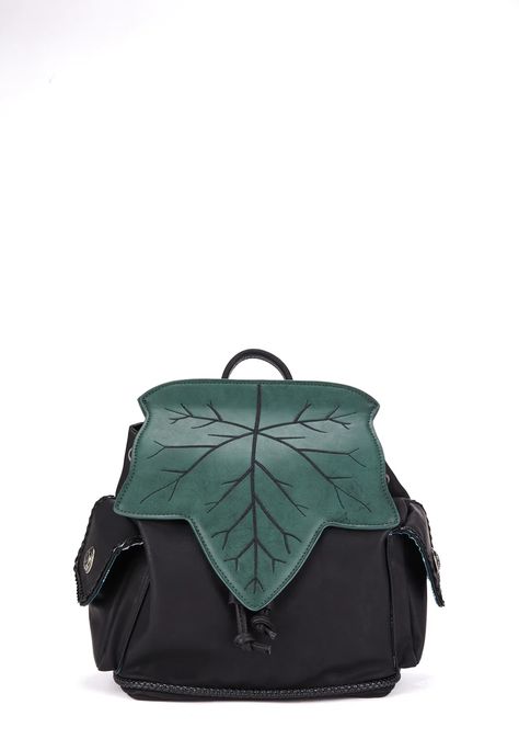 Adventurer Backpack Dnd, Widow Clothing, Korok Forest, Wing Backpack, Bushcraft Backpack, Edgy Clothing, Lone Wanderer, Vegan Leather Backpack, Embroidered Leaves