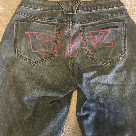 💗DKNY custom BRATZ jeans💗 •size 4 - Depop Bratz Jeans, Alt Clothes Diy, Custom Painted Jeans, Jean Custom, Custom Jeans Diy, Custom Jean, Bratz Doll Outfits, Custom Clothing Design, Alt Clothes